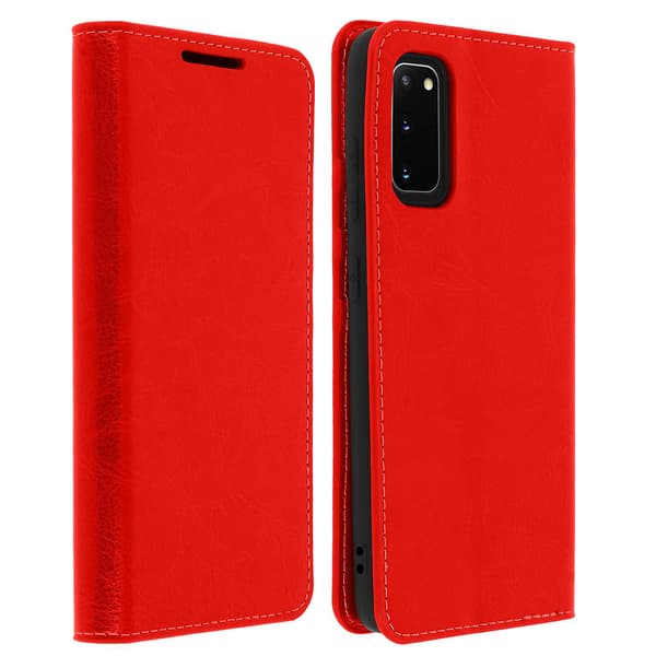 Folio Ægte Læder Galaxy S20 Etui Kortholder Video Stand [DB]