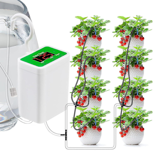 Automatiskt bevattningssystem för krukväxter, bevattningsanordningar USB automatisk droppbevattningssats växtbevattningssystem med vattentimer-hy for 8 Plants