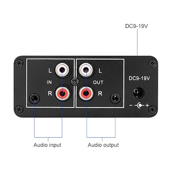Au-10x Ne5532 Audio Signal Forforsterker Hodetelefon Pre Amp Kort Forsterkning 20db Rca 3.5mm Volumkontroll Tone Dc 12v