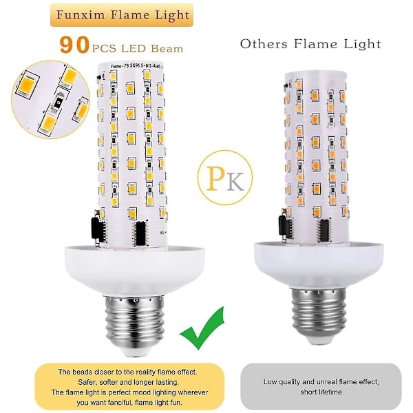 2 stk LED Flamme Lyspære Flamme Lampe 5W E27 Fatning Blinkende Flamme Lyspære Dekorative Atmosfæriske Lamper