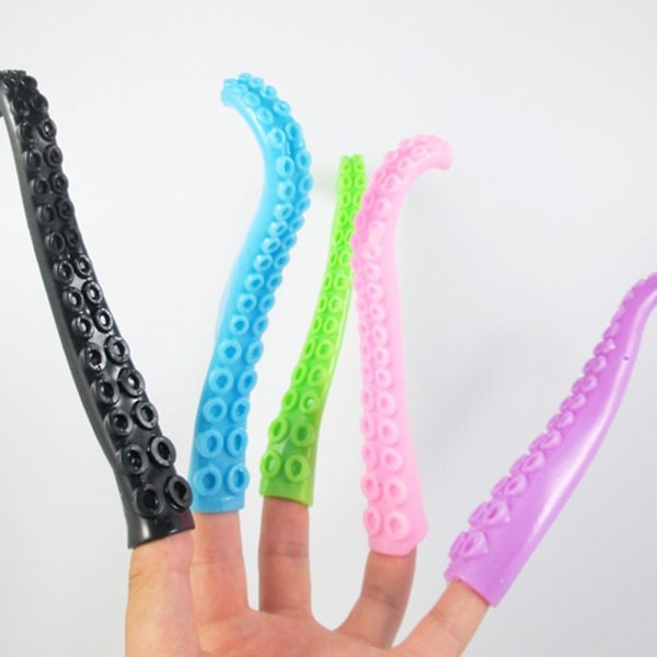 5/10 stk Blekksprut Tentakel Myke Fingerdukker Sansestimulerende Barn Leke Partygaver KAESI Random Color 5pcs