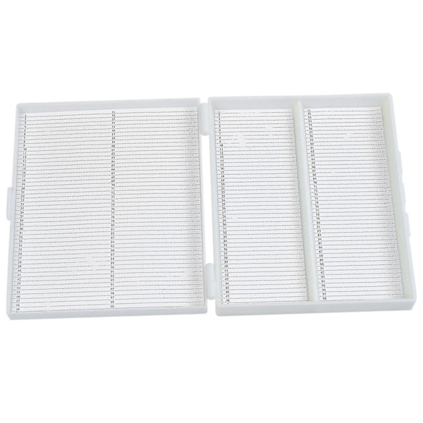 Mikroskoplåda för 100 Objektglas, Vit Plast, Rektangulär, 20cm x 16cm