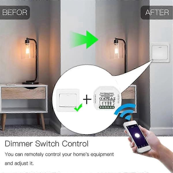 DIY Smart WiFi LED Dimmer Switch 2-vägsbrytare Röstdimning Smart Switch för Smart Life Alexa Tuya A