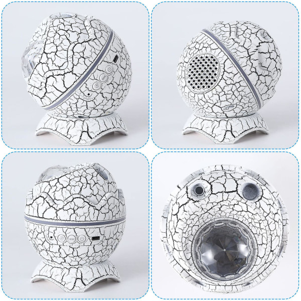 LED Galaxy-projektorlys Dinosaur Egg-form Hvit støy Bluetooth-høyttaler nattlampe