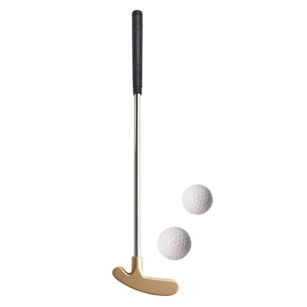 1 Sett Mini Golf Putter med 2 Golfballer TPR Grep Høyre Venstrehendt Rustfritt Stål Golfkølle Barn Voksne Bordspill Golf Putter Trening Golden