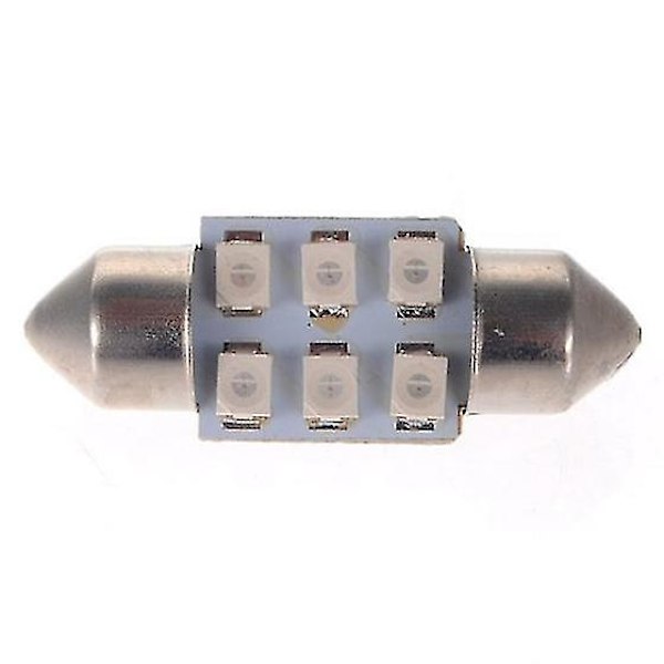 2x C5w Led 6 Smd 31mm Pære Lampe Tak Dome Lys, Blå 12v Dc