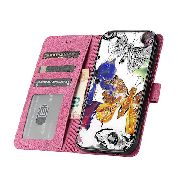 Kompatibel med Samsung Galaxy Note 9 Embossed Butterfly Case med pung og kickstand cover [DM] Rose
