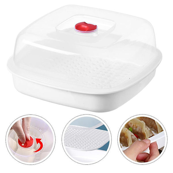Ångkokare Mikrovågsugn Tallrik Grönsakskorg Kokare Veggie Mat Frukost Gryta Skål Temperatur Hög Matlagning Ångkokning Köksredskap Sum 21X21X11CM