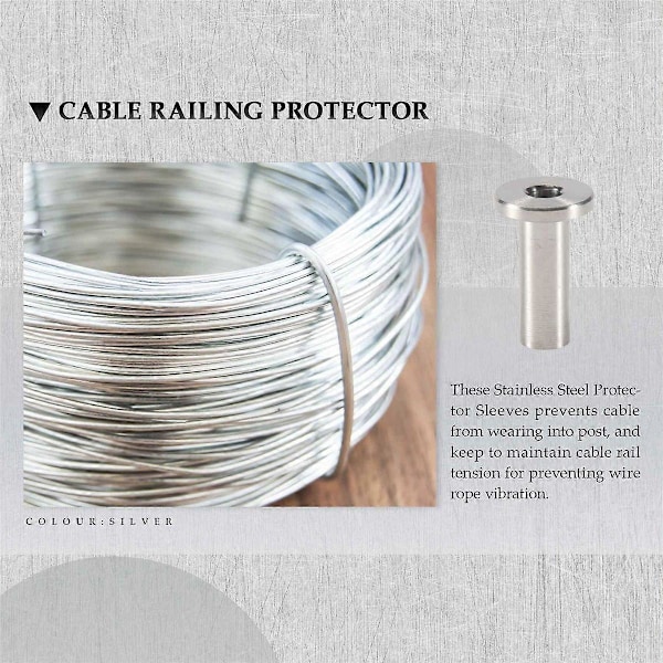 20 stk. Rustfrit Stål Beskyttelseshylstre Beskyttelseshylstre Grommet Sæt til 1/8 tommer Wire Rope Kabel Gelænder, DIY Balustrade T316 Marine Grade Silver