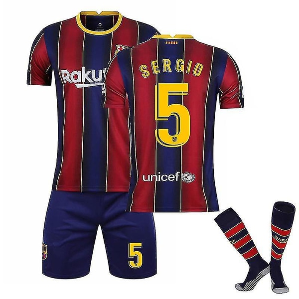 Barnefotballsett Fotballdrakt Trening T-skjorte Dress 20/21 - Messi Barcelona 20 21 sergio 5 adults M(170-175CM)