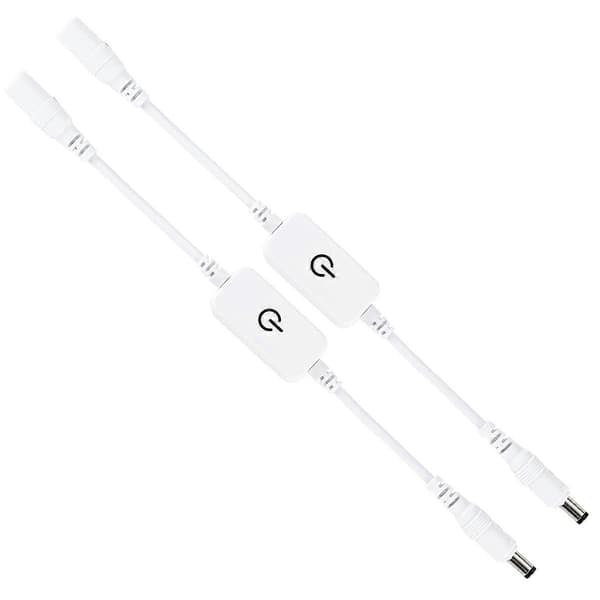 2 st 12-24V 4A Enkelfärgad LED-strip Ljusstyrka Kontroller På/Av In-Line Touch Switch DC Mini LED Touch Switch (Vit) [DB]