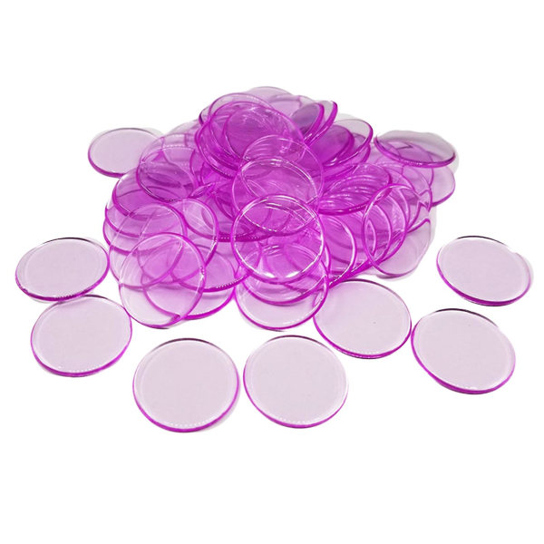 100 stk. 19mm Bingo Chips Transparent Farve Tælle Matematik Spil Tællere Markører Kaesi  [DmS] Light Rose Red 100pcs