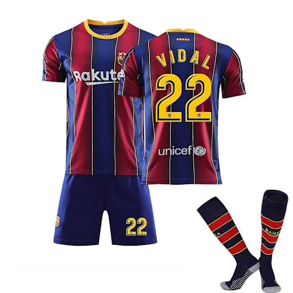 Børnefodboldsæt Fodboldtrøje Træning T-shirt Sæt 20/21 - Messi Barcelona 20 21 Vidal 22 adults M(170-175CM)