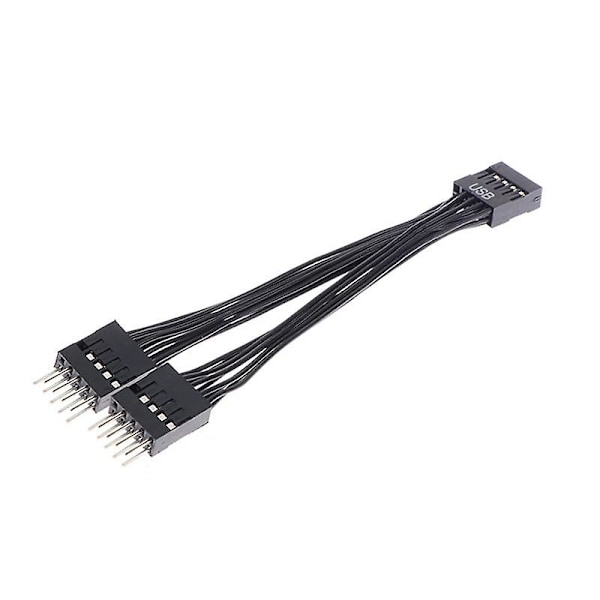 2 kpl Tietokoneen Emolevyn USB-jatkokaapeli 9-nastainen 1 naaras 2 uros Y-jakaja Äänen HD-jatkokaapeli PC:lle 10 cm