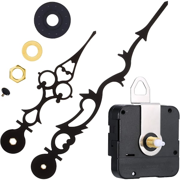 Kvartsurverk med 170 mm / 6,7\" klockvisare för DIY väggklocka (svart)