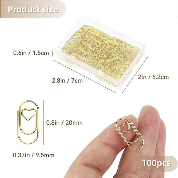 100 stk. hjerteformede binders, 2 cm søte mini-binders for kontoret