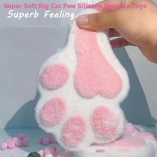 Taba Squishy Stor Kattfot Silikon Klämleksaker för Stresslindring, Kattfot Jättefot Squishy Sensorisk Leksak Walkbee