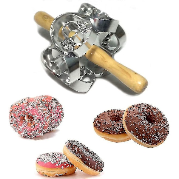 Roterende Donut Cutter Maker Mold Pastry Dough Metal Baking Roller Kjøkkenverktøy