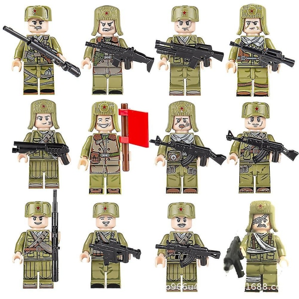 8-24 stk./sæt Minifigur Specialstyrker Soldat Samlet Klodser Legetøj Byggeklodser Børnegave-sy  [DmS] 12Pcs Red Army