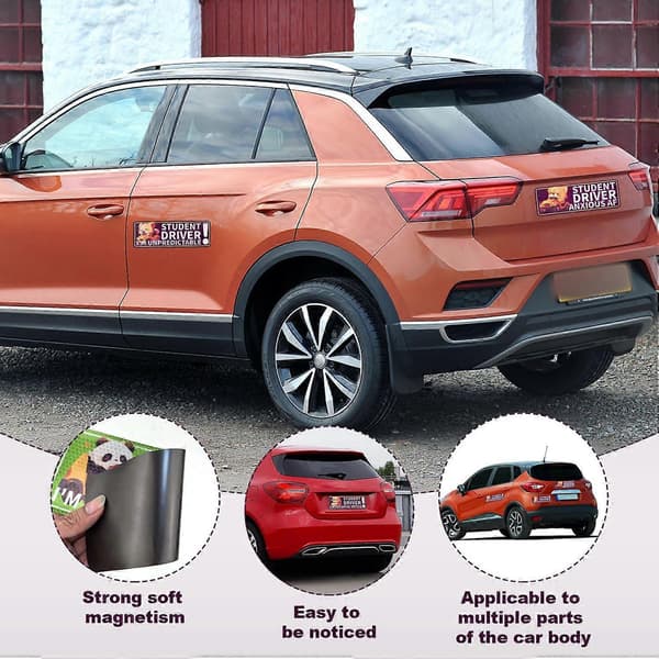 3 st Student Driver Magnet för Bil, 25,5x8,9cm Premium Magnetiska Bumper Stickers