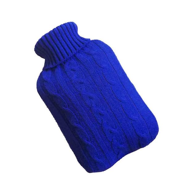 2000 ml varmvattenflaska vinter varm W stickad överdrag avkopplande varmare deep blue