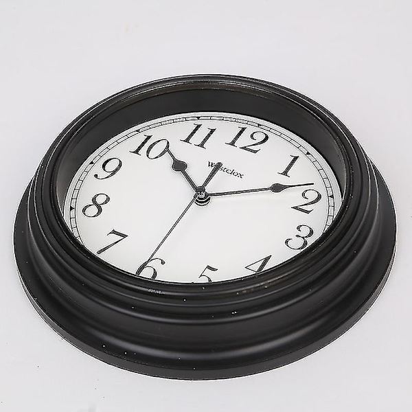 Tyst Väggklocka Kök 9 Tum Retro Tick-Free Dekorativ Sovrum Kontor Väggklocka Black