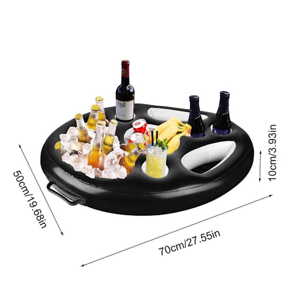 PVC Flydende Drikkeholder Oppustelig Flydende Dåseholder Spabad Pool Party Gaver black