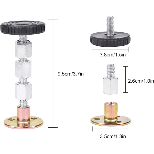 Sänggavelstopp Set om 4 Metallsängram Anti Shake Tool Sänggavel Väggfästen Justerbar gängad Sängram Anti Shake Tool för säng