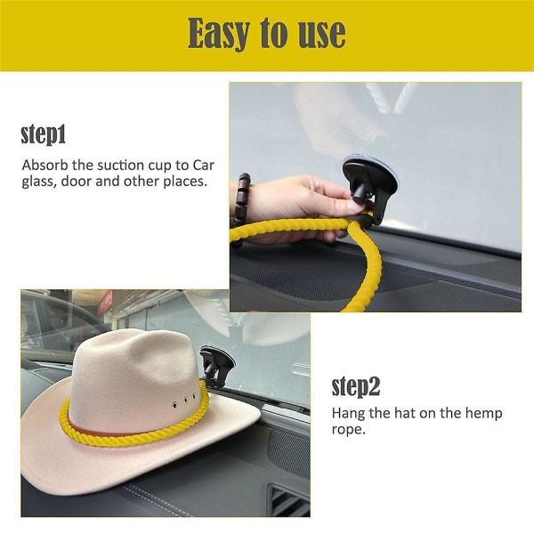 Universal Hat Mount Hanger Med Sugekop, Cowboy Hat Mount Til Køretøj, Cowboy Hat Holder Rack Til Lastbiler/SUV/Køretøj Yellow