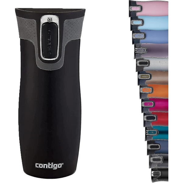 Contigo West Loop Autoseal resemugg, thermal mugg i rostfritt stål, vakuumkolv, läckagesäker tumlare, kaffemugg med Bpa-fritt, lätt att rengöra lock