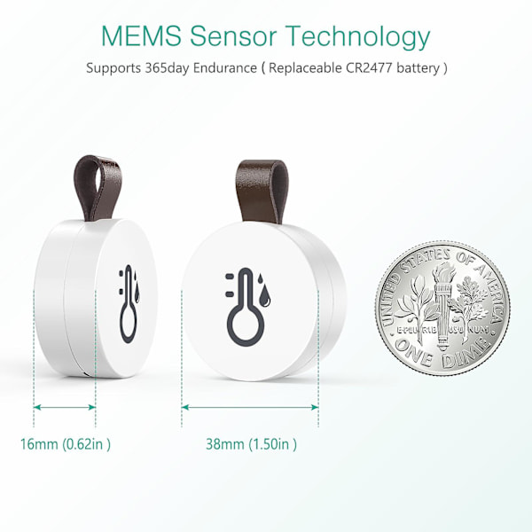 Bluetooth-termometer hygrometer, trådlös termohygrometer mini, med smart sensorapp, datalogger och exportdata för sovrum, barnrum, vinkällare 2 pcs