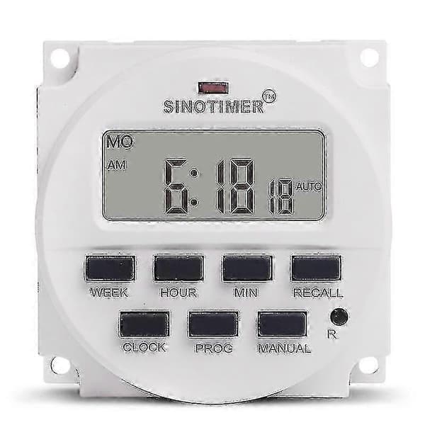 12V DC Tidsafbryder TM618N-4 - 40,6 cm LCD Digital Timer til Energistyring
