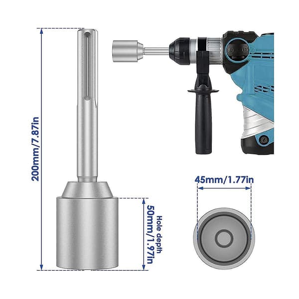 SDS-Max Jordstangsdriver, 45mm Heavy Duty Stålbor Bitdriver, til RotaryHammer Bor Jordforbindelse Silver