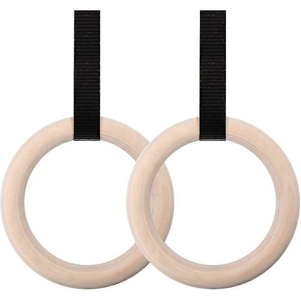 2X Gymnastikringe Holz Turnringe Gym Ring Gym Rings mit Verstellbare Nylonbnder 3cm