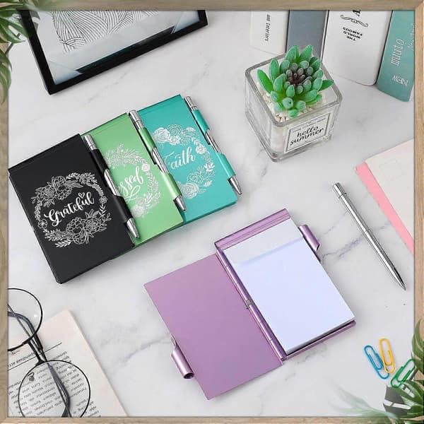 4 stk. Metal Inspirerende Lomme Notesbog Flip Aluminium Note Case Mini