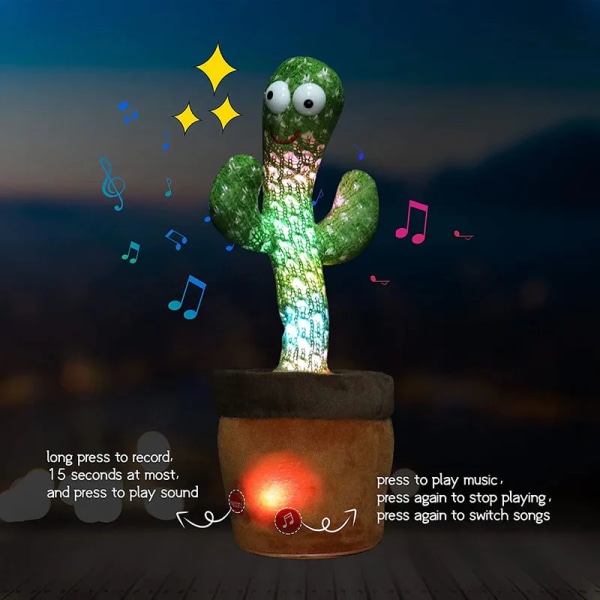 Dansande kaktus Pratar kaktus Baby Sjung 120 st Musiklåtar Inspelning USB laddare Repeterar vad du säger Presenter till barn Orange flower