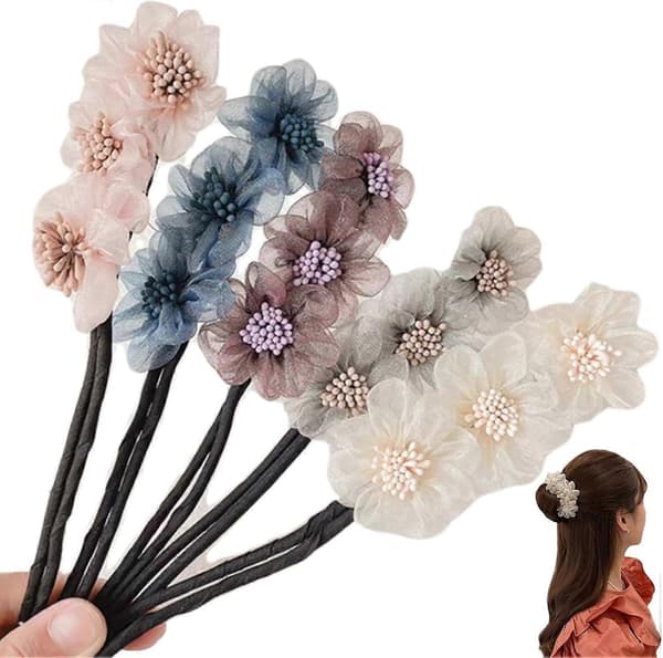 5 st Hårknutmakare Elegant Styling Söt 3 Blomma Lat Hårrulle Bekväm
