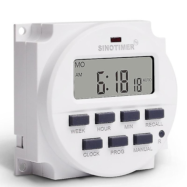 Sinotimer 15,98 tommer LCD digital timer 12v DC 7 dage programmerbar tidsswitch Tm618n-4 maj.5