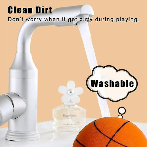 Tyst Basketboll, Tyst Basketboll Dribbling inomhus, Obehandlad Högdensitets Polyuretan Boll [DmS] Orange