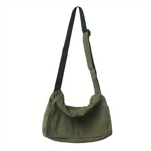 Dame Messenger Bag Vintage Håndtaske Lærred Teenager Skulder Tote Tasker Casual Håndtaske Crossbody Håndtasker army green