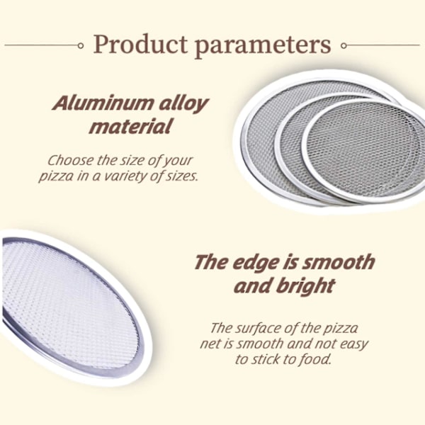 6 pakker aluminiumslegering pizzaplade med huller, 6 tommer kommerciel pizzaskærm til ovn, rund pizzakrisper til hjemmet-QJWL