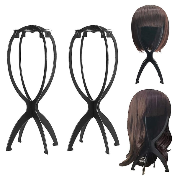 2 Pack Wig Stands, Tall Wig Holder Stand Head Durable Plastic Folding Wig Holder