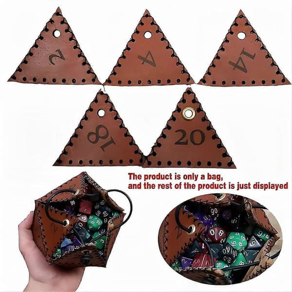 PU Læder D20 Terningepose, Polyhedral Terningepung Bærbar Snøretaske Til, Spil, Dnd Terningepose, Br