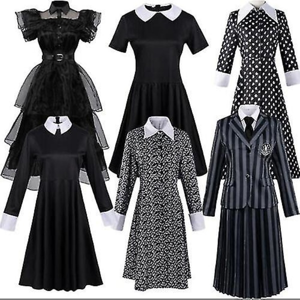 World Book Daywomen Girls Addams Family Costume Onsdag Adams Peruk Party Outfit Finklänning dress A