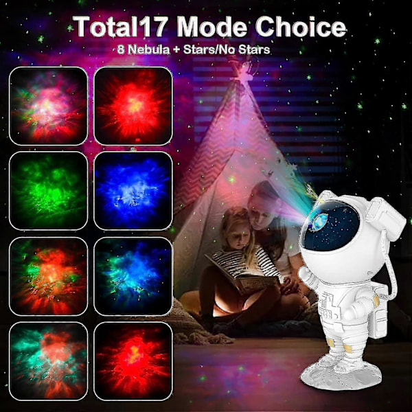 Astronaut Galaxy Projektor Stjernehimmel Natlys, Astronaut Stjerneprojektor Med Nebula, Timer Og Fjernbetjening, Stjernelampe Til Soveværelse Og Loft
