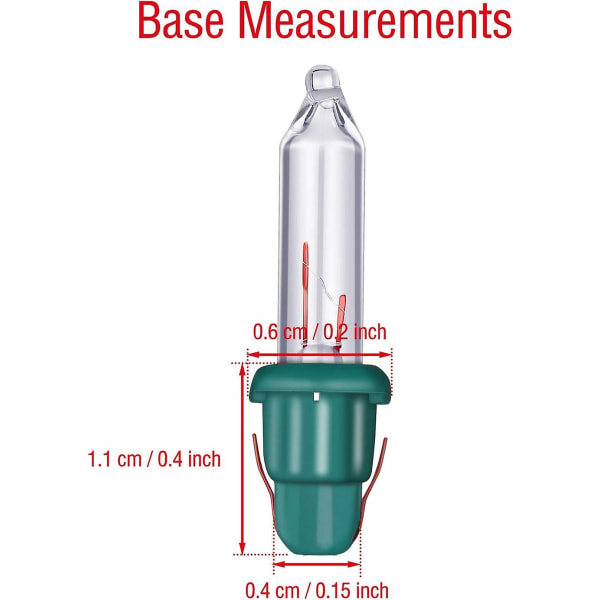 Julelys-erstatnings pærer Mini lyspærer Glødepærer 2,5 V Mini glasslys med sokkel, 0,17 ampere, 0,425 watt Clear