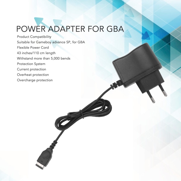 Lader for Gameboy Advance SP Bærbar 43 Tommer Ledning AC Strømadapter Laderkabel Ledning 100‑240V EU-plugg