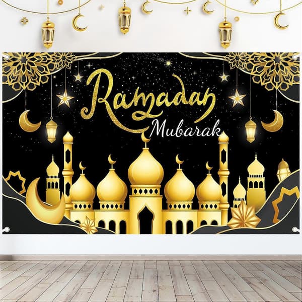 Ramadan Mubarak Baggrund, 180x110cm Ramadan Baggrund Eid Mubarak Banner Eid