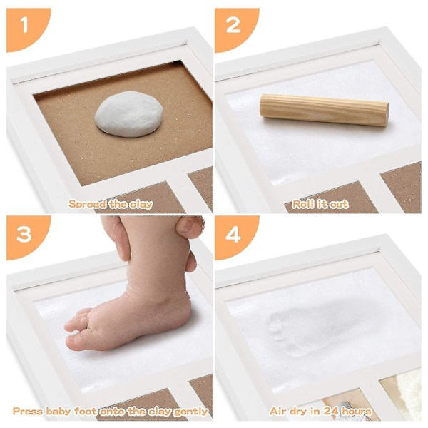 Baby Handavtryck Och Fotavtryck, Baby Träbildram Med Gipsavgjutning, Hand Och Fot Gips Cas[HK]