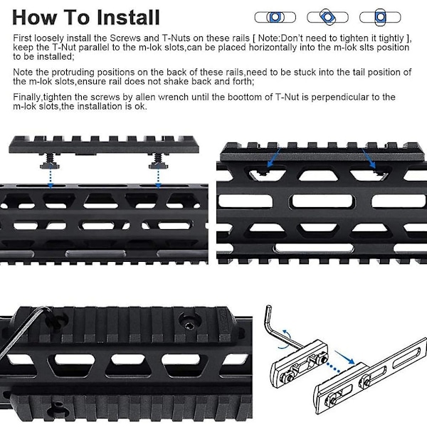 M-Lok Picatinny Rail Tool Rail Aluminium Tillbehör Adapter Monteringsskena 5-spår 7-spår 13-spår för utomhusjakt